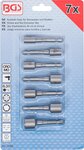 Jeu d’extracteurs de vis et ecrous entrainement six pans male (1/4) pour perceuses 7 pcs