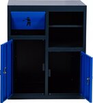 Armoire basse avec porte-rouleaux et module de dechets