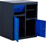 Armoire basse avec porte-rouleaux et module de dechets