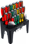 Jeu de tournevis avec assortiment d’embouts dans un presentoir en plastique 44 pcs