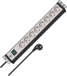 Multiprise pour armoires electriques 8 prises noir/gris clair 3 m H05VV-F 3G1,5 format 19