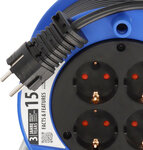 Enrouleur de cable noir 15 m H05VV-F 3G1,5