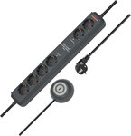 Bloc multiprise EL CSP 24 6 prises anthracite 1,5m H05VV-F 3G1,5 – 2 permanentes, 4 commutables via interrupteur au pied externe
