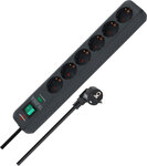 Multiprise avec protection contre les surtensions 6 prises anthracite 1,5 m 13.500A H05VV-F 3G1,5 Blister