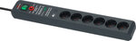 Multiprise avec protection contre les surtensions, acoustique 6 prises 19.500A anthracite 3 m H05VV-F 3G1,5