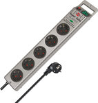 Multiprise avec protection contre les surtensions 5 prises argent 13.500A 2,5 m H05VV-F 3G1,5