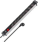 Bloc multiprise 8 prises 2 m H05VV-F 3G1,5 + interrupteur