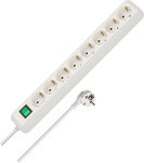 Multiprise avec interrupteur 8 prises blanc 3 m H05VV-F 3G1,5