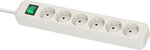 Multiprise avec interrupteur 6 prises blanc 3 m H05VV-F 3G1,5