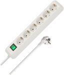 Multiprise avec interrupteur 6 prises blanc 3 m H05VV-F 3G1,5