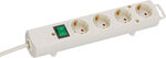 Multiprise avec fiche plate 4 prises blanche 2m H05VV-F 3G1,5