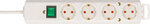 Multiprise avec fiche plate 4 prises blanche 2m H05VV-F 3G1,5