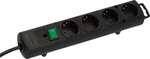Multiprise avec fiche plate 4 prises noire 2m H05VV-F 3G1,5