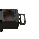 Multiprise avec fiche plate 6 prises noire 2m H05VV-F 3G1,5