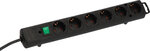 Multiprise avec fiche plate 6 prises noire 2m H05VV-F 3G1,5