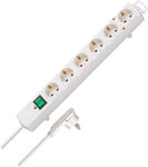 Bloc multiprise avec fiche plate 6 prises blanc 2 m H05VV-F 3G1,5