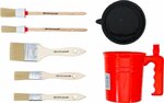 Jeu de pinceaux plats / annulaires avec pot de peinture 6 pcs