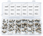 Sterling Assortiment de fusibles en verre a fusion rapide 5 Amp- 30 Amp 120 Pcs