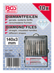 Jeu de limes diamantees droites 140 x 3 mm 10 pieces
