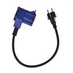 Rallonge de 40 cm de fiche Schuko vers fiche CEE coudee + prise Schuko
