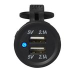 Boîtier d'encastrement USB double type A 2x2100mA 12V/24V