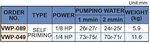 Pompe de refroidissement auto-amorcant, hauteur 195 mm, 0,15 kw, 230V