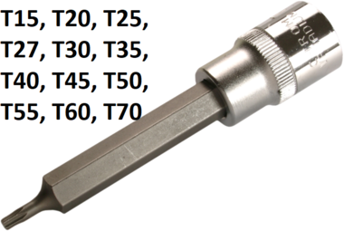 Douille a embouts longueur 100 mm 12,5 mm (1/2) profil T (pour Torx) T15