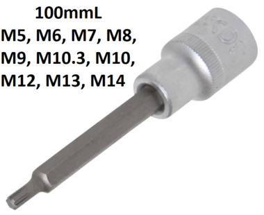 Douille Torx Male 1/2'', 1/4'', 3/8'', Embout Torx 12 Pans M4 M5 M6