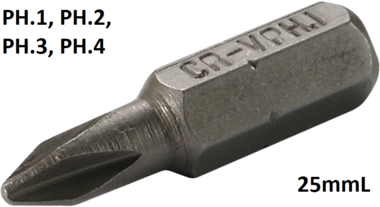 Bit 6,3 mm (1/4) entrainement Fente croisee PH1