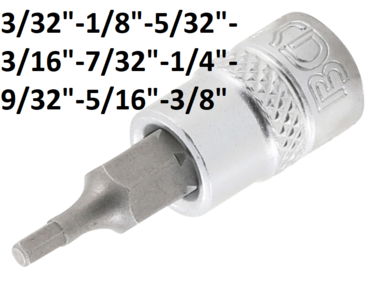 Douille a embouts 6,3 mm (1/4) six pans interieurs