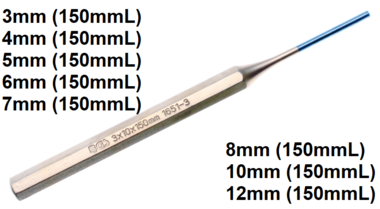 Poincon a broche parallele 3 mm, longueur 150 mm