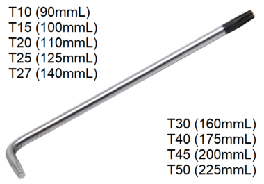 T-Star L-Type de cl e, extra longue, T10