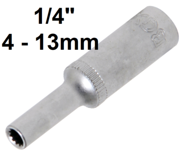 Douille pour cle, Gear Lock, profonde 6,3 mm (1/4) 4 -13mm