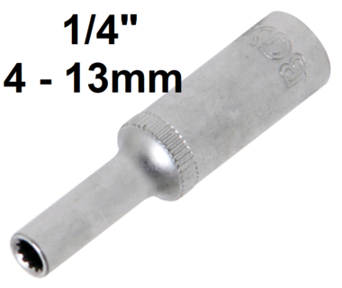Douille pour cle, Gear Lock, profonde 6,3 mm (1/4) 4 mm