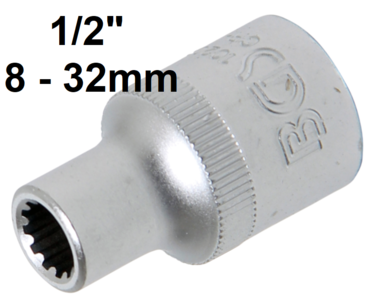 Douille pour cle, Gear Lock 12,5 mm (1/2) 8 mm