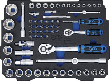 Insert pour Art. BOXSYS1 & 2 : Jeu de douilles 6,3 mm (1/4) / 12,5 mm (1/2) BGS systainer® 65 pieces