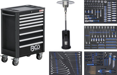 Servante d'atelier Profil Exclusive 8 tiroirs avec 259 outils + 1 Chauffage d’exterieur au gaz