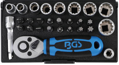 Coffret de douilles 6,3 mm (1/4) 28 pieces