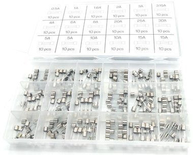 Sterling Assortiment de fusibles en verre a action rapide 0,5A- 15A 180 pieces