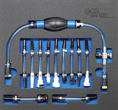 Kit de purge avec pompe d'amorcage basse pression diesel pour Ford, PSA, Opel, Fiat, Rover, Land Rover, Renault, Mercedes-Benz 7 pieces