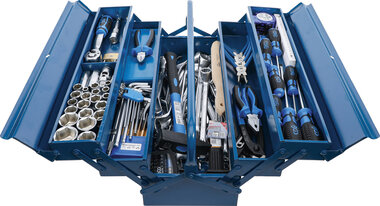 Caisse outils metallique, avec outils 137 pieces