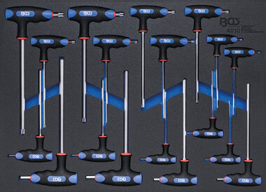 Tournevis avec poignees en T et lame laterale sorties six pans interieurs, profil T (pour Torx) 18 pieces