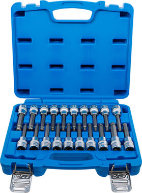 Jeu de douilles a embouts (1/2) Six pans femelle profil T (pour Torx) polygone femelle (pour XZN) avec tete sphérique 20 pieces