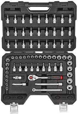 Coffret de douilles 6 faces 3/8 a flancs et torx 68 pieces