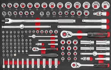 Jeu de douilles combinees 1/4 & 3/8 & 1/2, 128 pieces