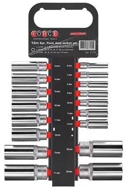 1/4 & 3/8 & 1/2 Set de capuchons 6 cotes long 17 pieces