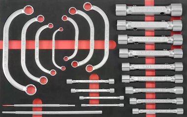 Cle demi-lune et cle a douille a deux extremites 22 pieces (EVA)