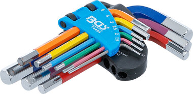 Jeu de cles allen multicolore courtes six pans femelle 1,5 - 10 mm 9 pieces