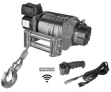 Treuil 24V 8164kg 22m cable acier telecommande sans fil