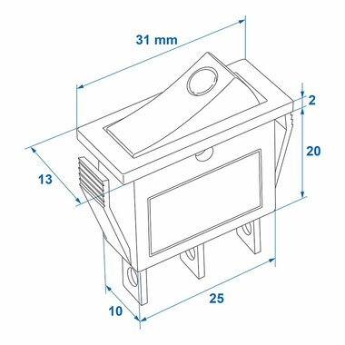 Interrupteur a bascule LED bleu 12V 24V-max. 10A
